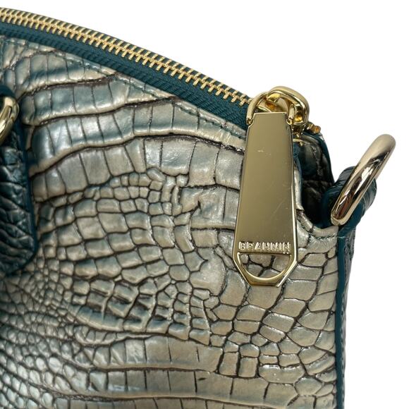 Brahmin Large Duxbury Satchel Bag Petrol Ombre Melbourne Green Leather Croc - Picture 10 of 10